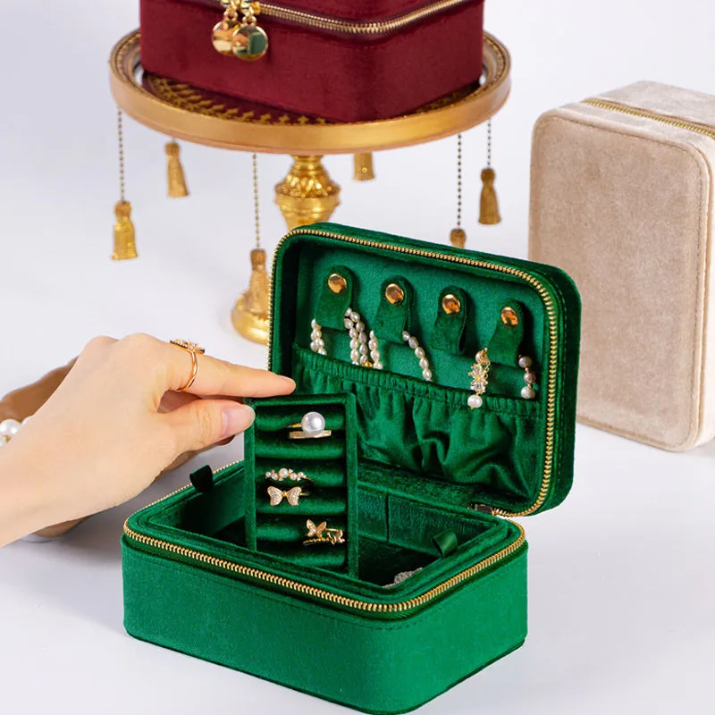 Affordable Luxury Style Double-Layer Flannel Jewelry Box Bracelet Necklace Earrings Organizer Boxes Storage Creativity Ornament