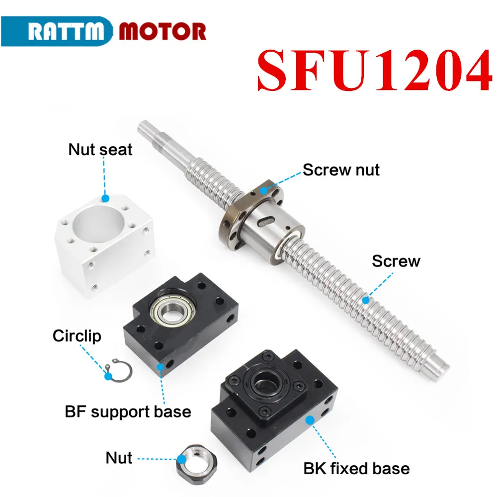 

SFU 1204 Ball screw 150-1000mm CNC parts Router kit with Ball nut + BK/BF10 + End machined OEM Accept