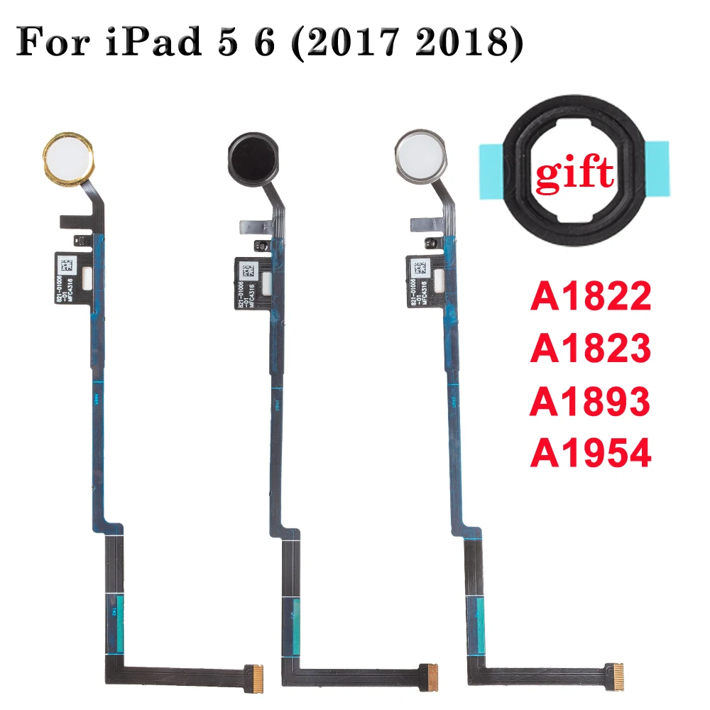 1set High Quality Home Button With Flex Cable Repair Part For iPad 5 6 2017 2018 Home Button Key Flex Assembly With 3 Colors