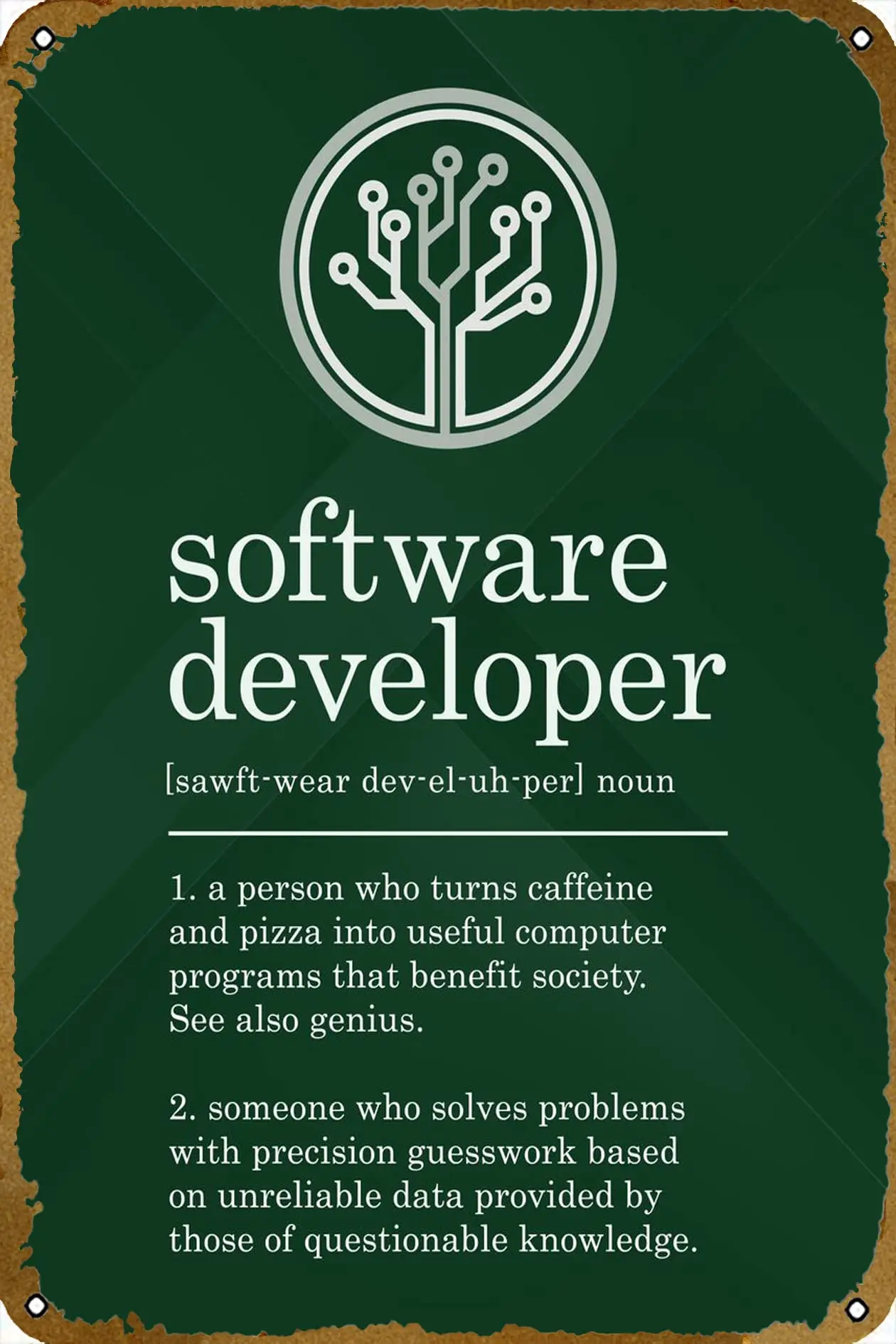 Funny Software Developer Metal tin Sign for Bar Cafe Gym Man cave bar Home Club Garage Wall Poster Design Wall Interesting Decor