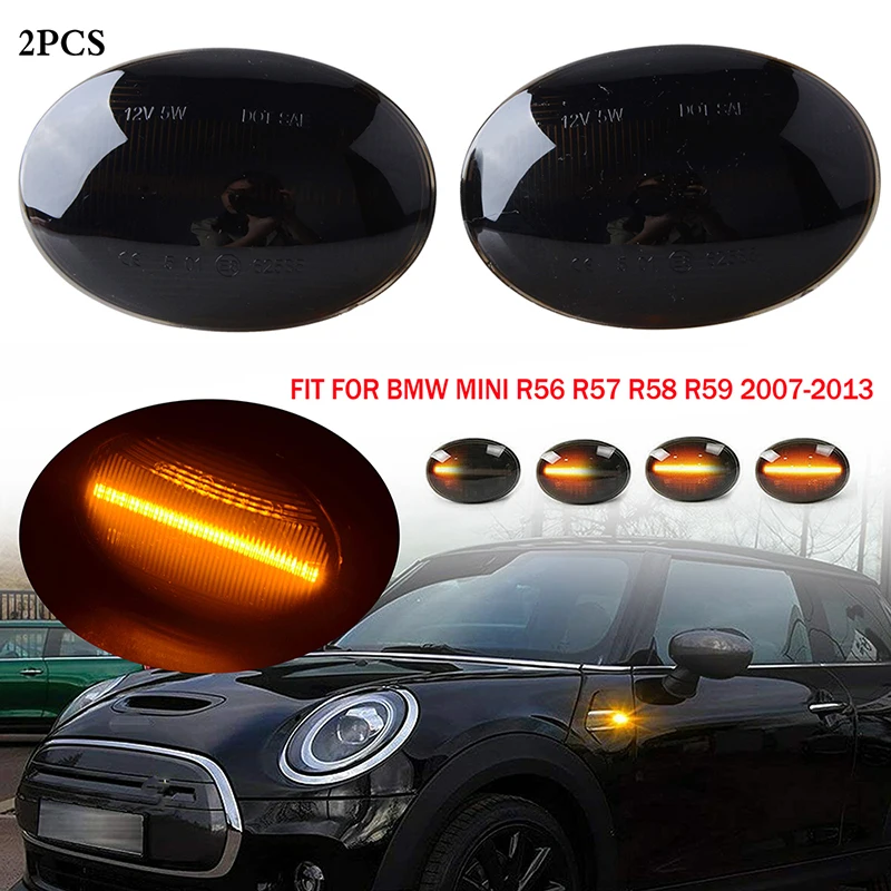 

2Pcs/Set LED Dynamic Side Marker Turn Signal Light Flashing Indicator Blinker Fit For BMW MINI Cooper R56 R57 R58 R59 2007-2013