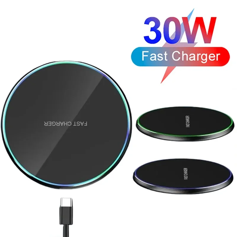 Mini almohadilla de carga inalámbrica LED, carga inalámbrica de escritorio para iPhone, Samsung, Xiaomi, Realme, estación de carga rápida para teléfono inteligente