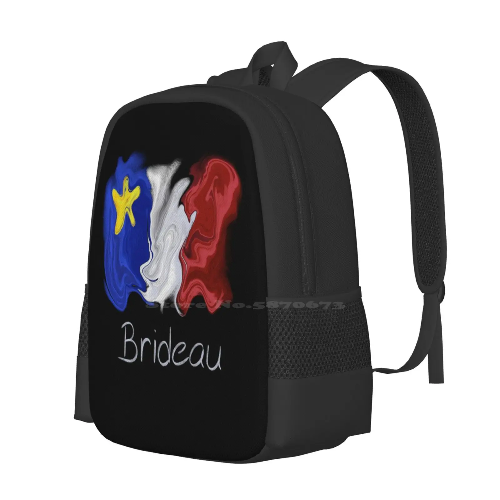 Acadian Flag Pastel Liquid Brideau - Drapeau Acadien Liquide Pastel Brideau Large Capacity School Backpack Laptop Bags Acadie