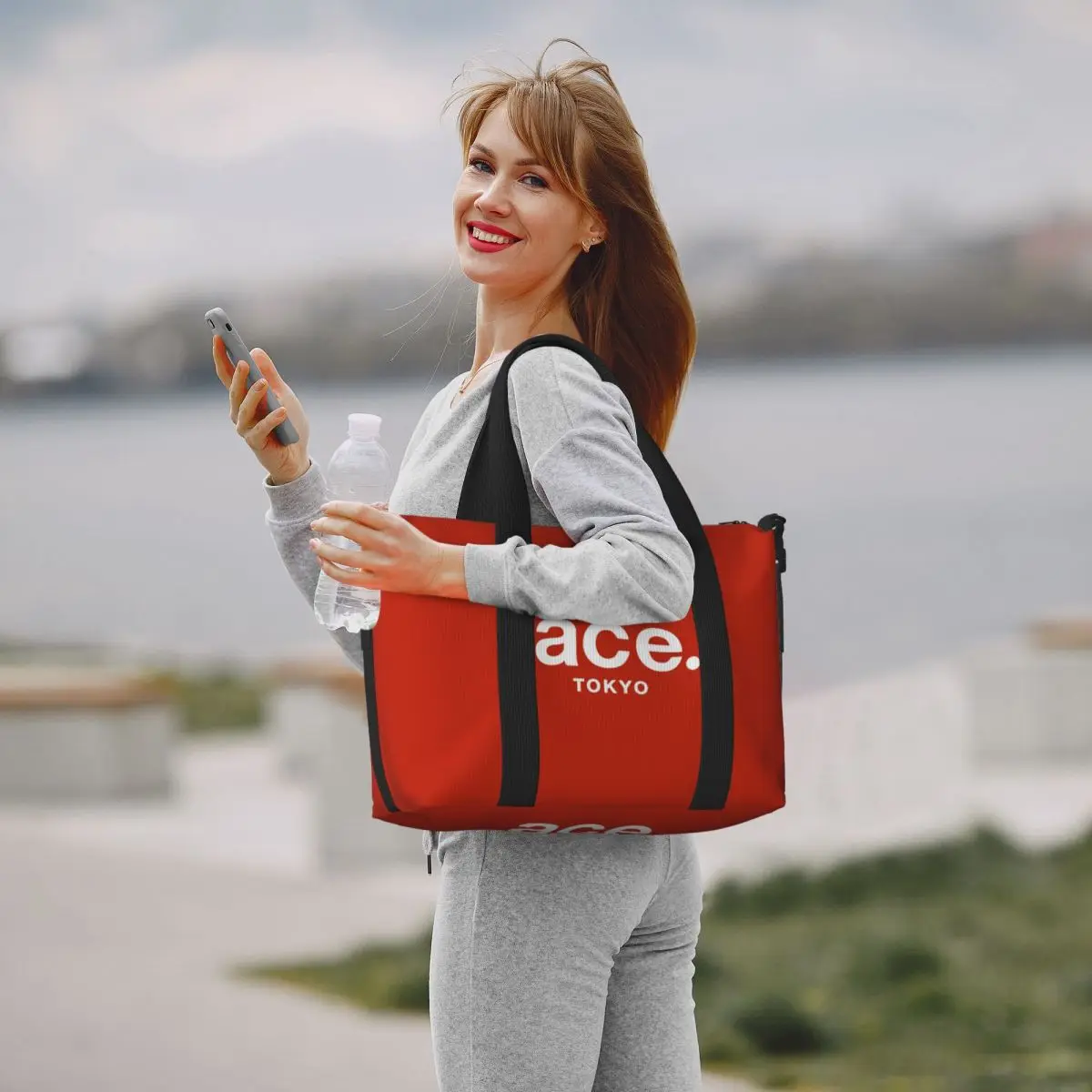 Bolsa tote ACES grande personalizada para mulheres, bolsa de ombro para compras, academia, praia, viagem