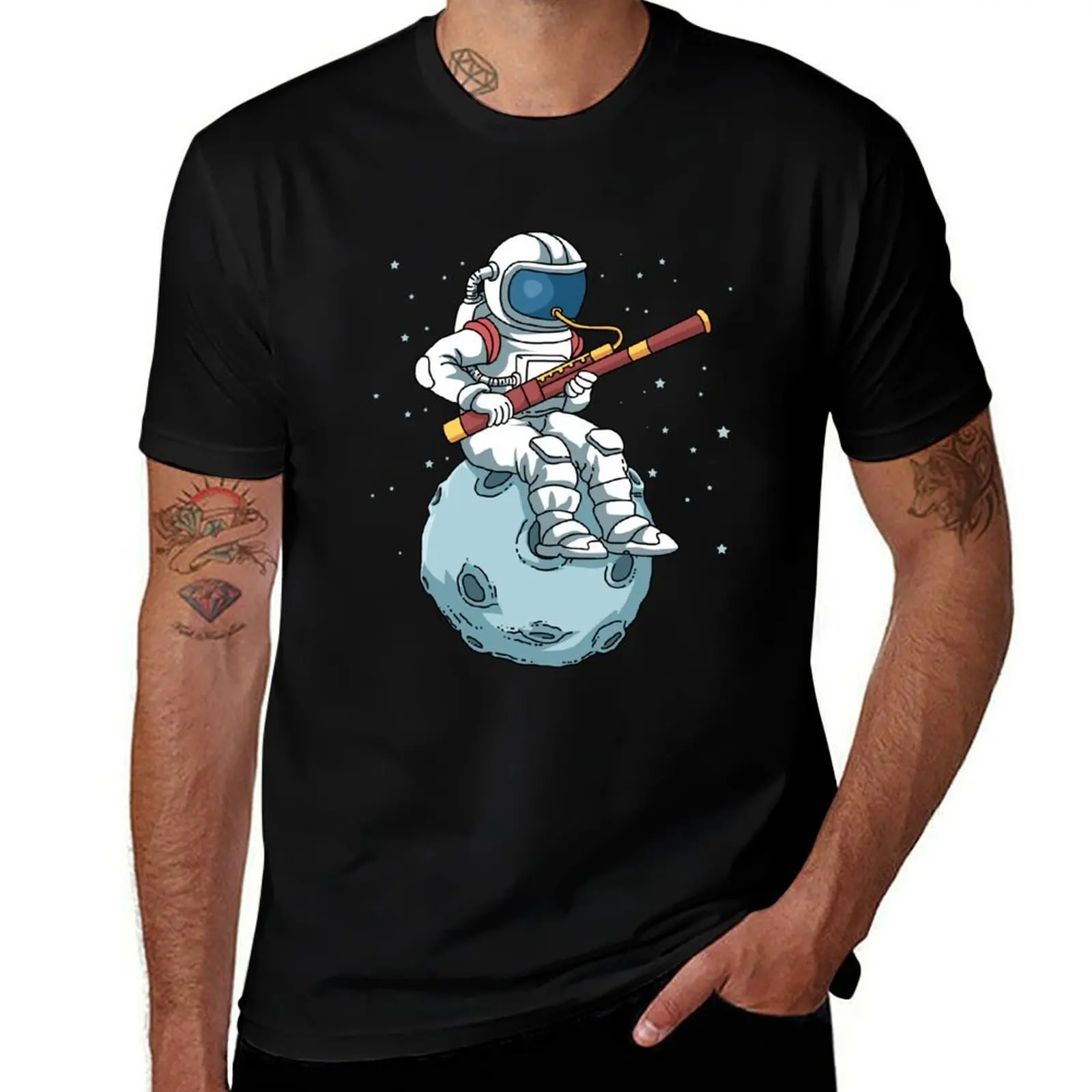 Astronaut Bassoon Band Player Bassoonist Reeds Bassoon T-Shirt Heavy Duty Casual Work Tee T-Shirt