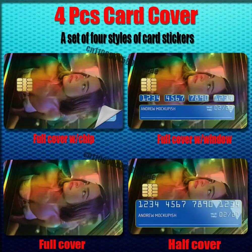 For Addison Rae Credit Bank Sticker ID Access Card Cover Skin Rainbow Color Laser Stickers Film