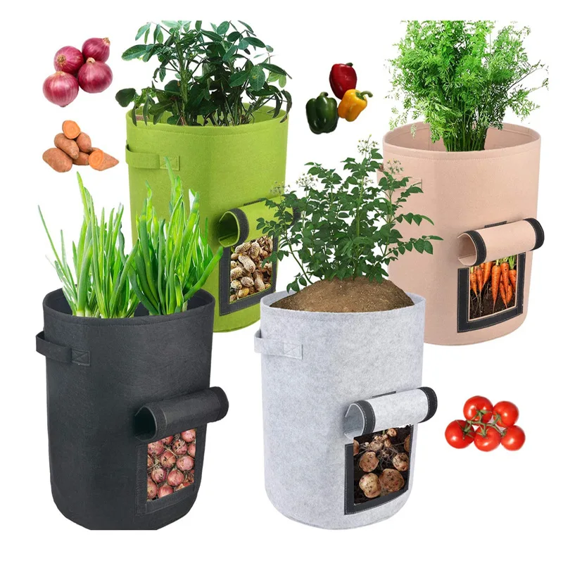 

Fabric Plant Pots Planters Growing Bags Thickened Garden Vegetable Strawberry Tomato Potato Grow Planter Tool with Handle Jardin