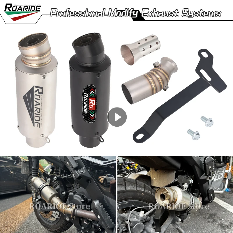 Slip On Motorcycle Exhaust Modify Escape 51MM DB Killer Muffler Mid Link Pipe For ZONTES ZT 368G 368D 368M 368E 368K 2026 2027