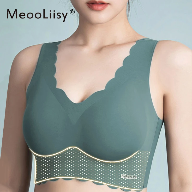 MeooLiisy M-2XL Ice Silk Seamless Thin Cup Sports Bras Beauty Back Vest Tube Top Full Coverage No Wire Yoga Lingerie