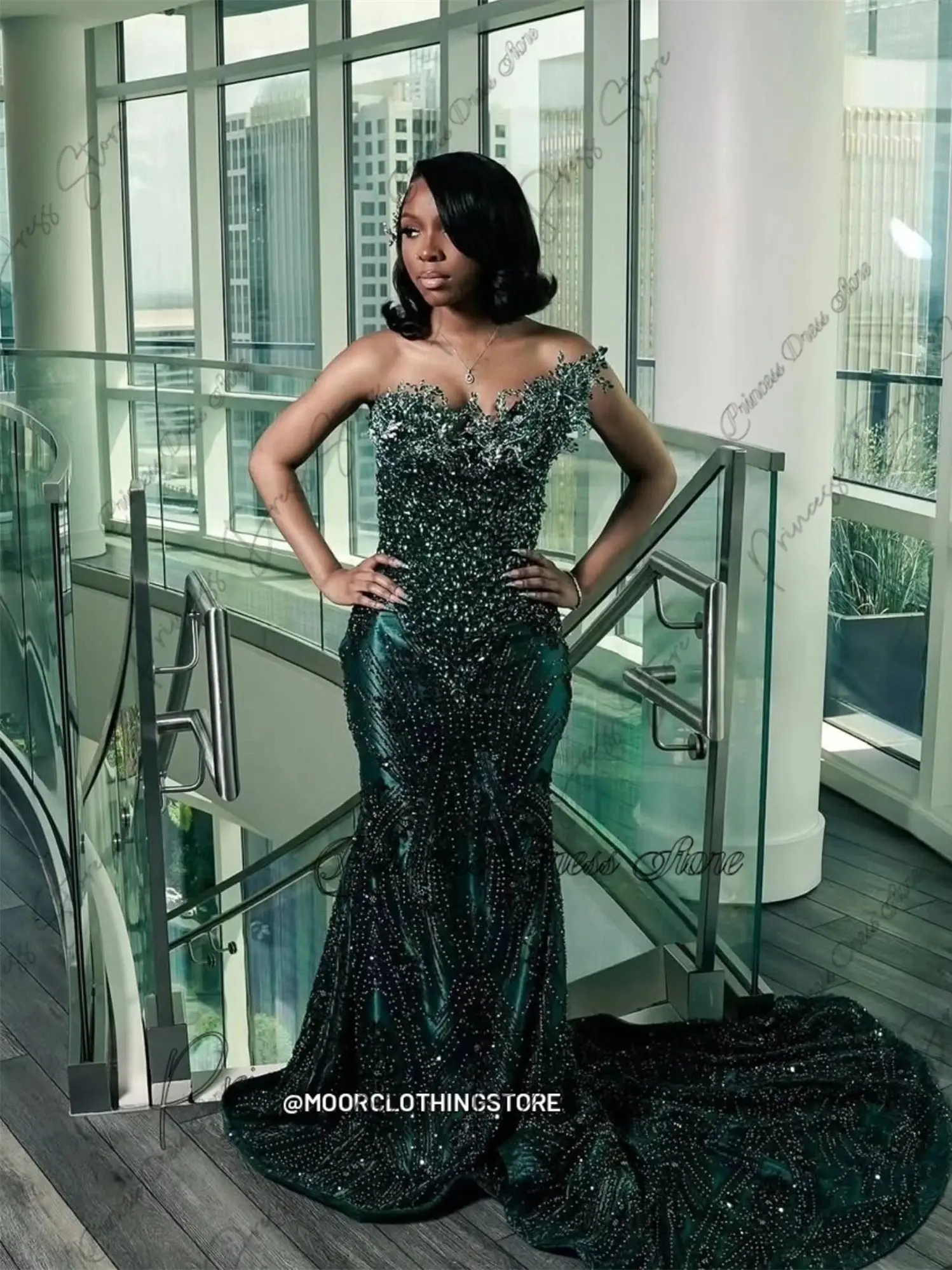 Elegant Luxury Beads Appliques Strapless Evening Dresses 2026 Crystals Birthday Gowns Wedding Birthday Gown Customized