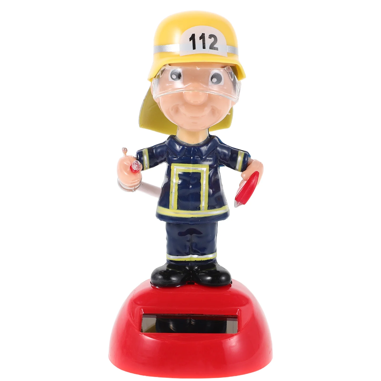 Firefighter Solar Figure Creative Cartoon Solar Powered Dancing Fireman Car Dashboard Ornament Home Office Decoration
