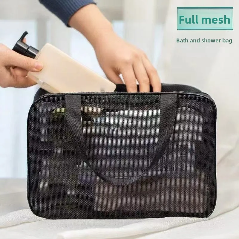 Large Capacity Mesh Shower Caddy Tote Bag Multifunctional Cosmetic Storage Portable Toiletry Organizer for Bathroom Organization
