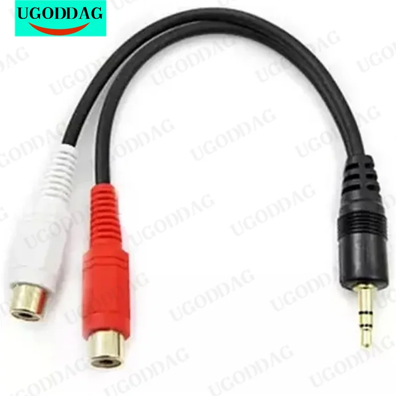 Cable auxiliar de cobre de alta calidad, conector macho de 3,5mm y 3,5 Mm a 2 RCA AV hembra, Cable de Audio y música estéreo