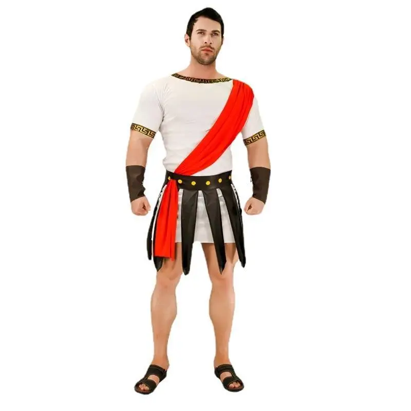 Strój Rzymskiego Gladiatora dla Dorosłych Mężczyzn, Kostium na Halloween, Strój Sceniczny, Skóra PU, Materiał KTV, Strój Formalny, Skóra ekologiczna, Wojownik Rzymski