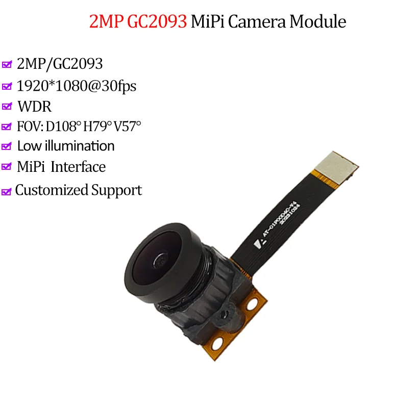 

2MP 1080P GC2093 MiPi Camera Module Low Illuminance H264 WDR F2.8 Backlight Shooting