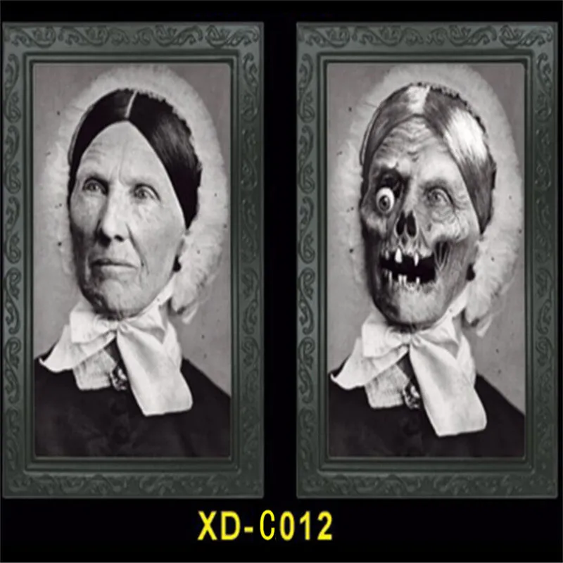 New 3D Ghost Photo Frame 28*22CM Halloween Horror Pictures Frames Changing Face Ghost Halloween Party Decor Decoration Props