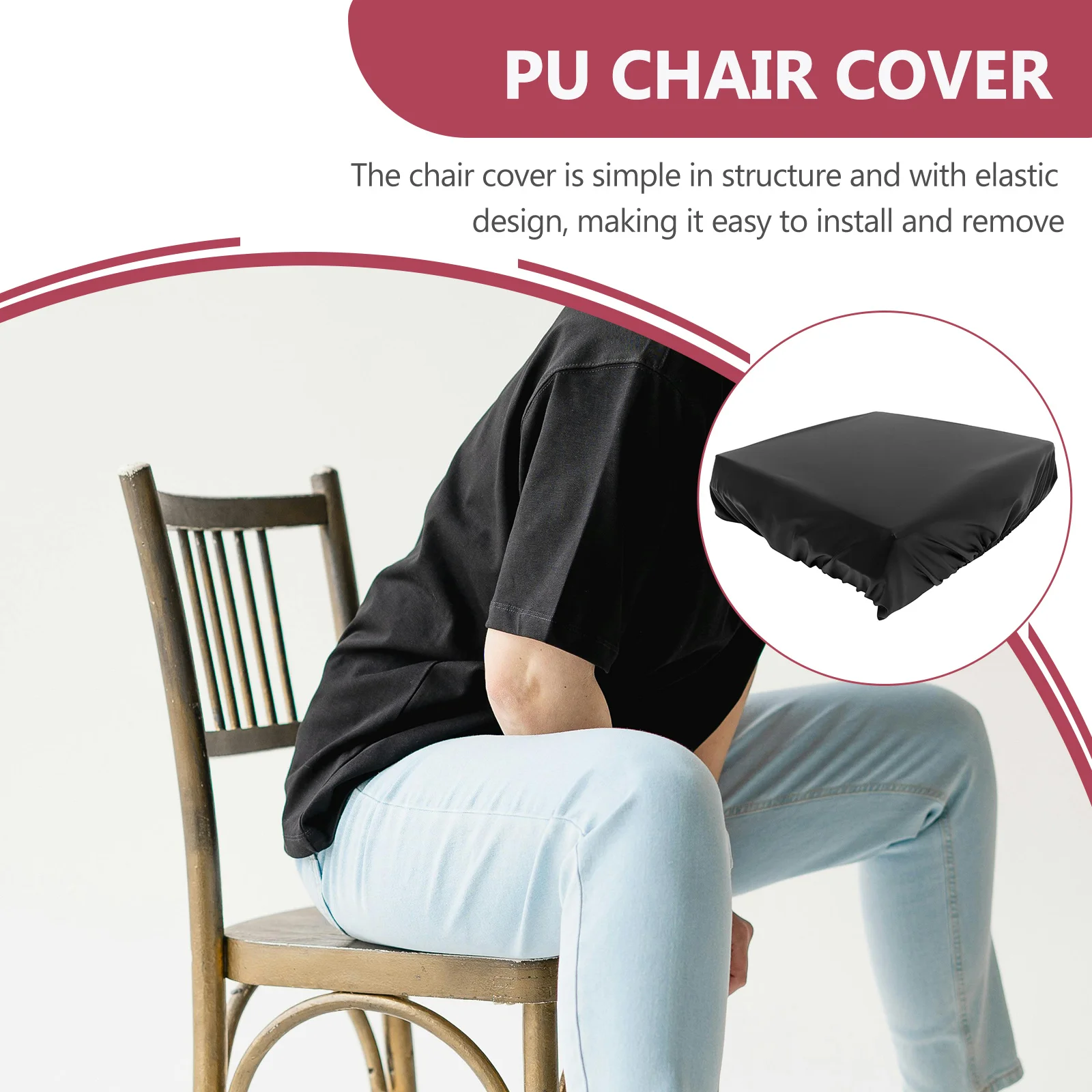 

2Pcs Stretch Dining Chair Cover PU Material Easy Install Remove Practical Versatile Home Decor PU Chair Cover Home Decor,
