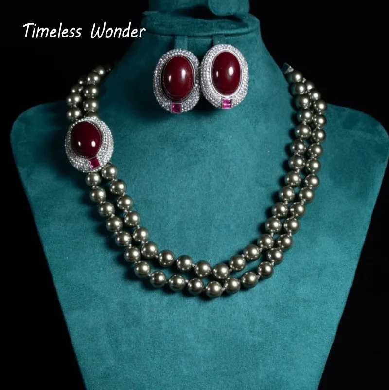

Timeless Wonder Crystal Glass Beaded Geo Pave Necklace Button Earrings Women Designer Fine Jewelry Set Classy Top Rare Gift 3377