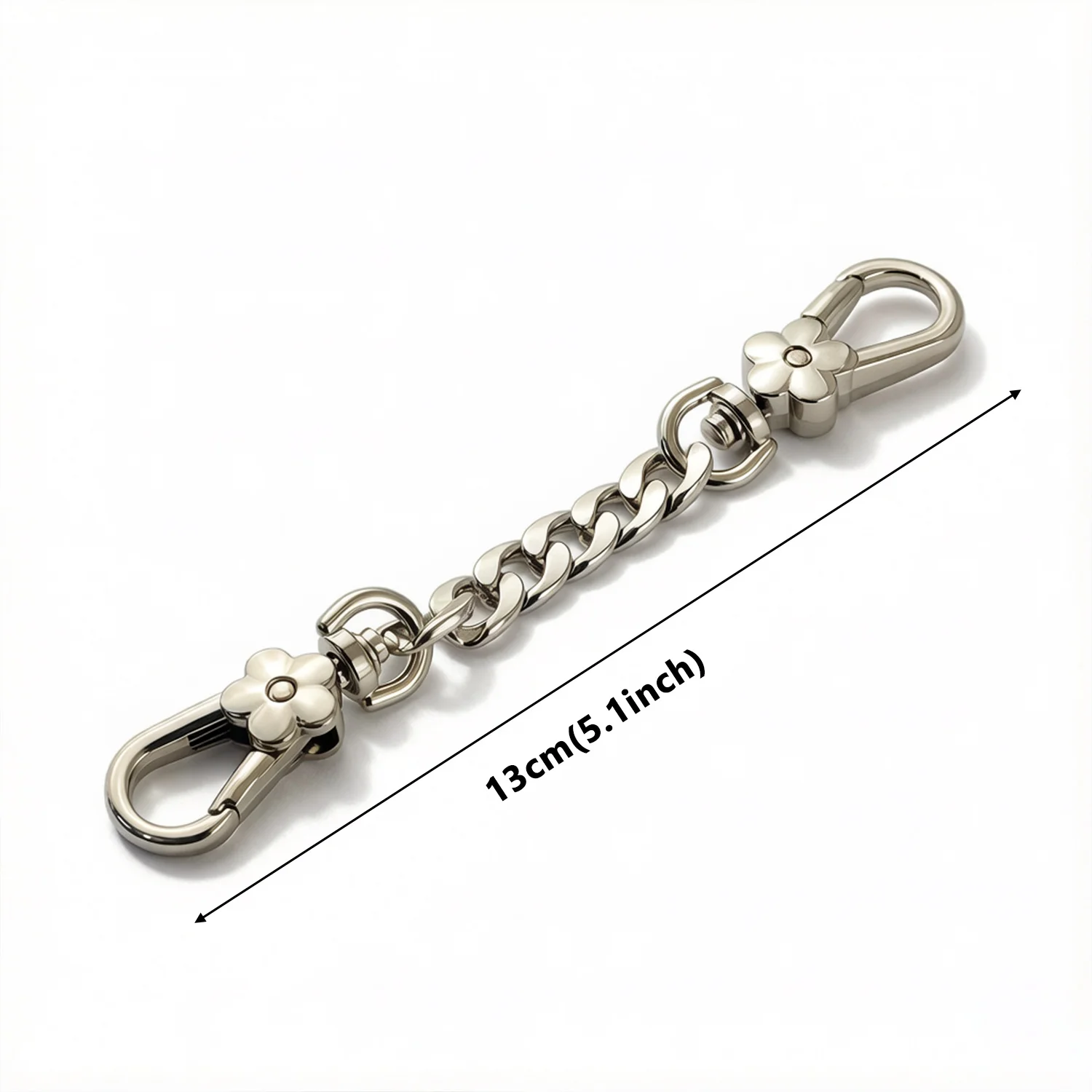 Flower Shape Double Head Chain Clasp, Bag Strap Extender with Snap Hooks for Handbag, Men's Keychain