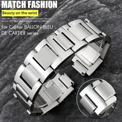 for Cartier BALLON BLEU DE CARTIER 12mm Convex 14mm 20mm 22mm 18mm Stainless Steel Watchband Silver Solid Bracelets Watch Strap