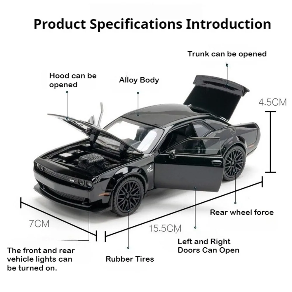 1:32 Legering Tyrannosaurus Rex 6X6 Hellcat SRT Model Speelgoed Diecast Autodeuren Geopend Geluid Licht Trek Terreinwagen Jongen Gift