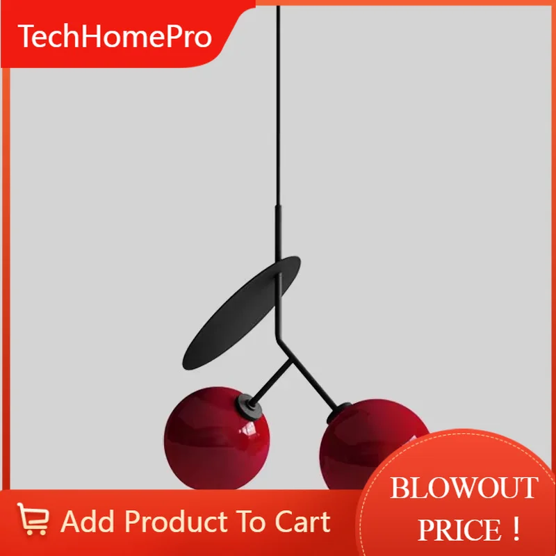 TechHPItalian Designer Glass Cherry Art Pendant Lamp Modern Minimalist Bar Counter Restaurant Children's Room Bedroom Hanging Li
