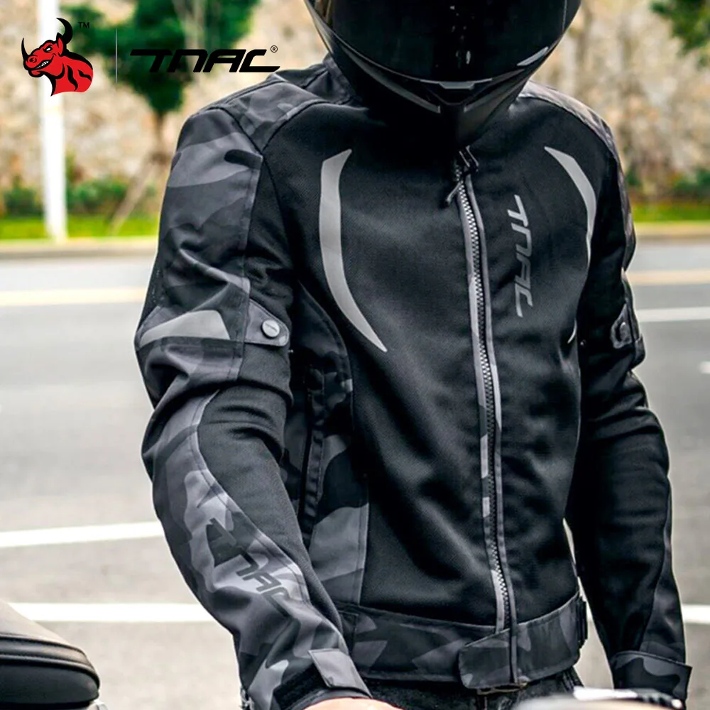 TNAC-Chaqueta de motocicleta para hombre, equipo de protección de 5 piezas, malla transpirable, talla M-5XL