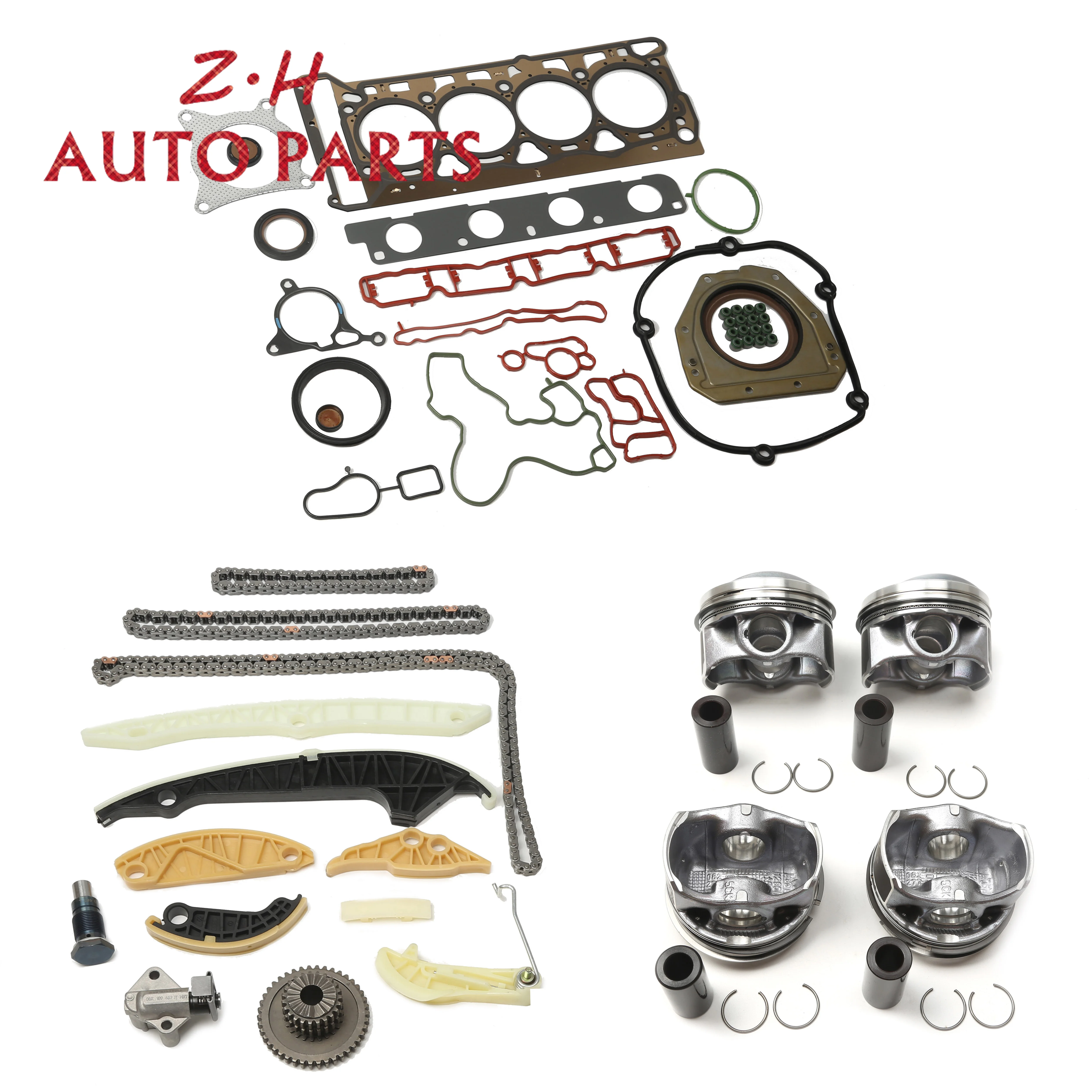 

1.8T Engine Repair Kit 23MM 82.51MM Pistons Gasket Seal Set Timing Chain Tensioner Kit For Audi A3 A4 A5 TT VW Passat B7 CC