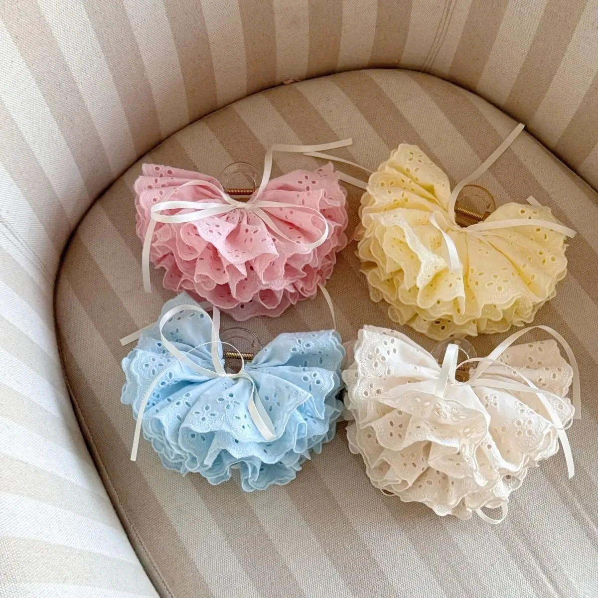 

New Korean Lace Skirt Hair Claw Ribbon Bow Sweet Shark Clip French Style Large Ins Claw Clip Hair Accessories for Women Girls