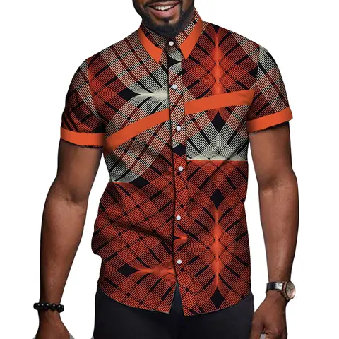 Afrikanska Herrkläder Bazin Riche Tryck Kausal Fest Herr Kortärmade Toppar T-shirt Dashiki Ankara Kläder Sommar WYN714 12 best sales Ankara-topp - №8