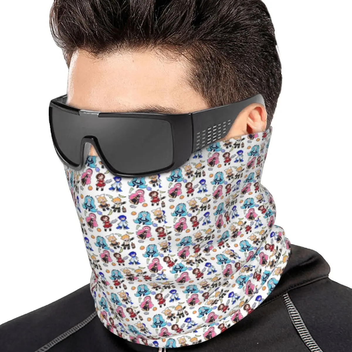 Vocaloid Chibi Chaos! Bandana Neck Gaiter Printed Wrap Mask Scarf Outdoor Sports Cycling Scarf For Men Women Adult Washable