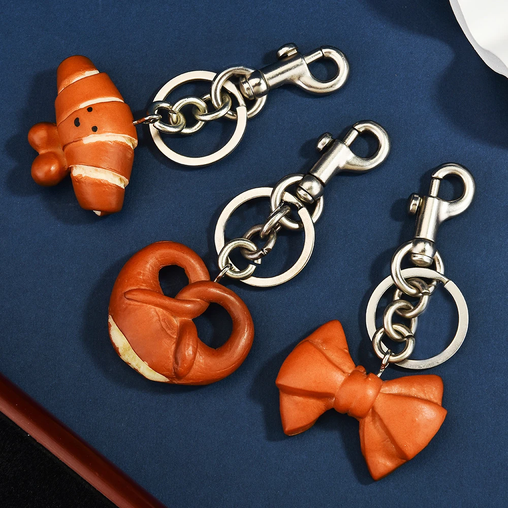 

Cute Croissant Bread Pendant Key Chain Bag Charms for Women Purses Handbag Backpack DIY Decor Keychains Jewelry Gift Accessories