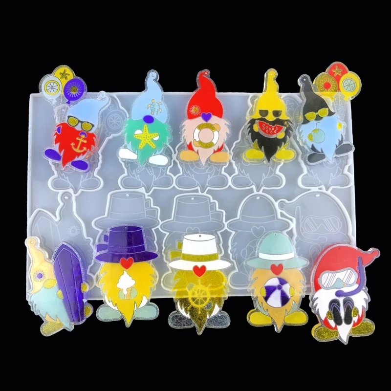 Shiny- Glossy Santa Claus Gnome Pendant Silicone Mold DIY Handmade UV Epoxy Resin Keychain Mold Christmas Tree Decor Supplies