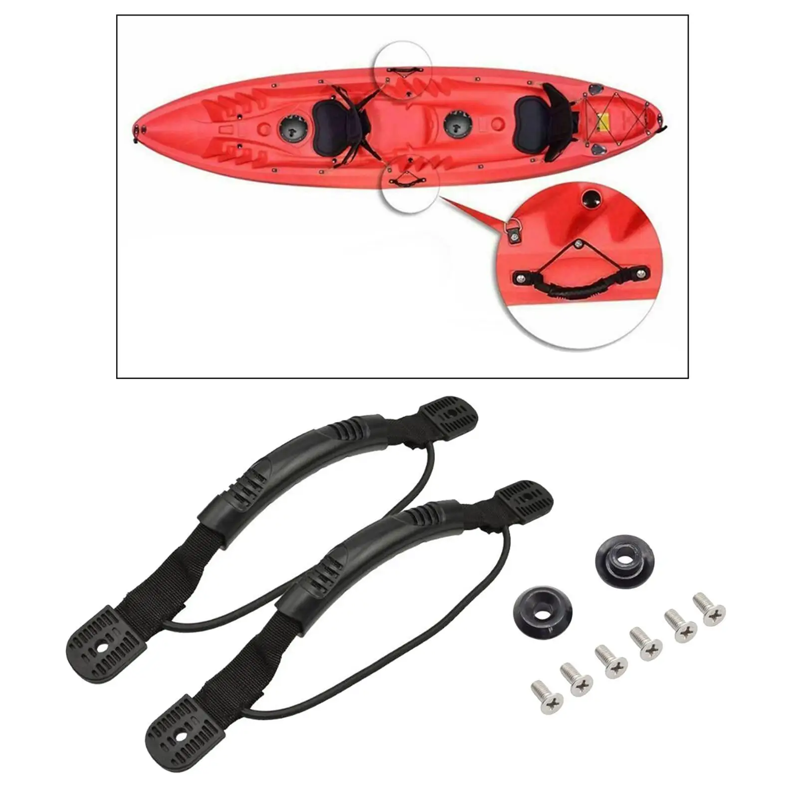 Kayak Carry Handle Solid Black Boat Parts and Accessories Marine for 2 Person Hard Shell Excursion Storage