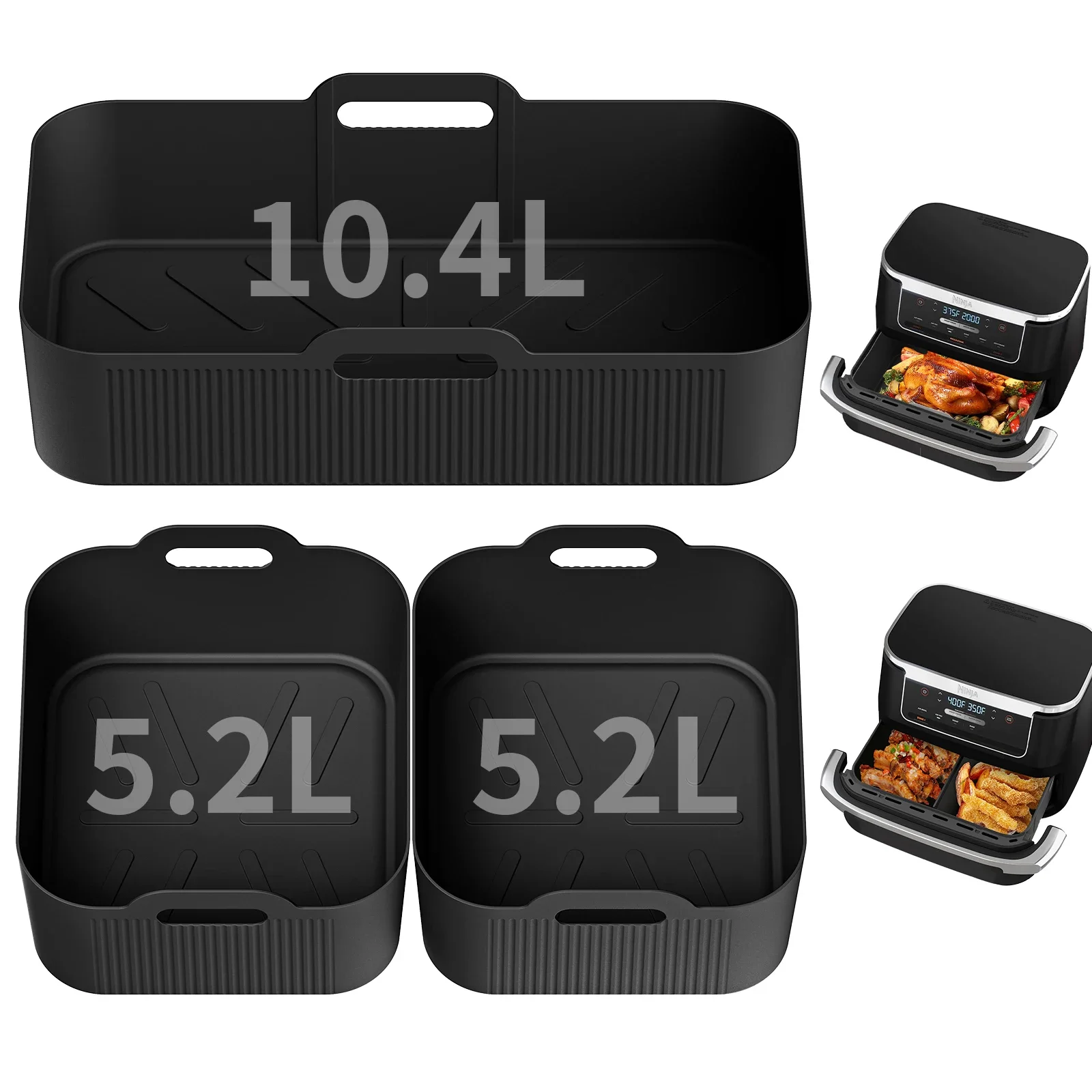 【セール中】3個入り エアフライヤー トレイ シリコンモールド Ninja AF500 エアフライヤー ライナー バスケット 再利用可能 オーブン ベーキングトレイ ノンスティック ピザ グリルパン