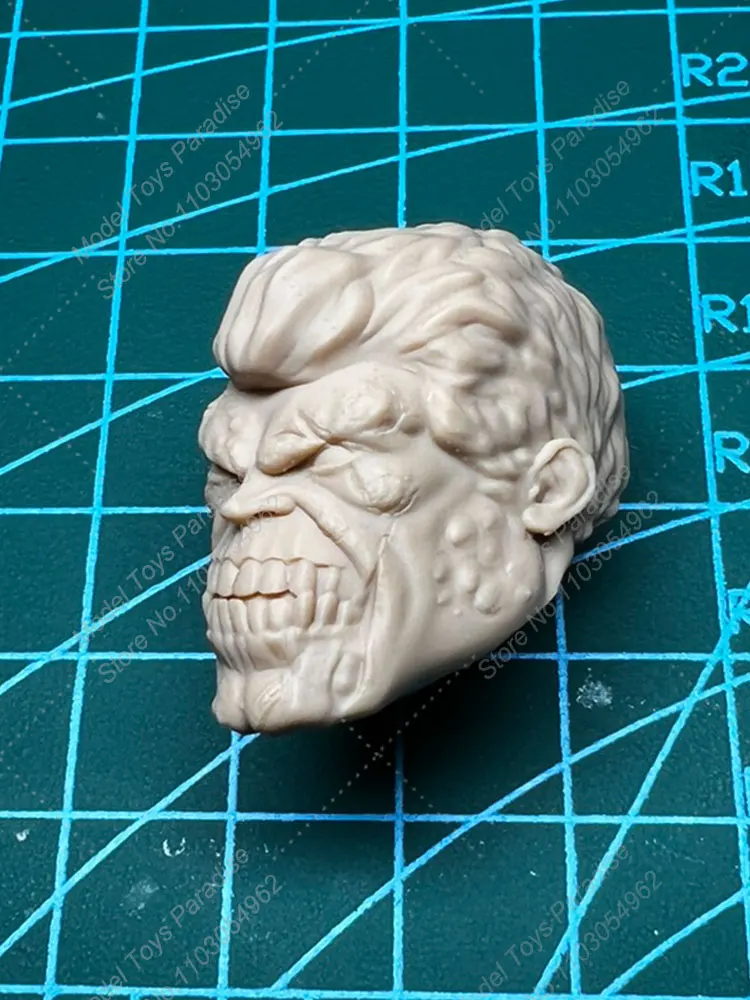 Unpainted 1/12 Men Soldier Super Hero Head Sculpt Monster Hulk White Model Head Fit 6inch Action Figure Body