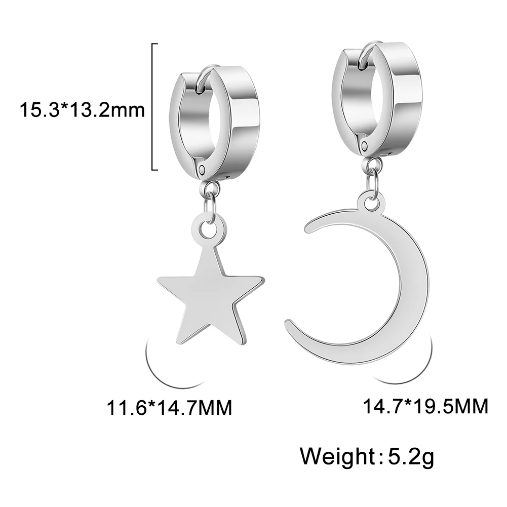 Kkjoy Edelstahl Neue Design Kette Hoop Ohrring Für Frauen Hohl Solide Stern Mond Anhänger Knorpel Ohrring Piercing Schmuck – Detail 37