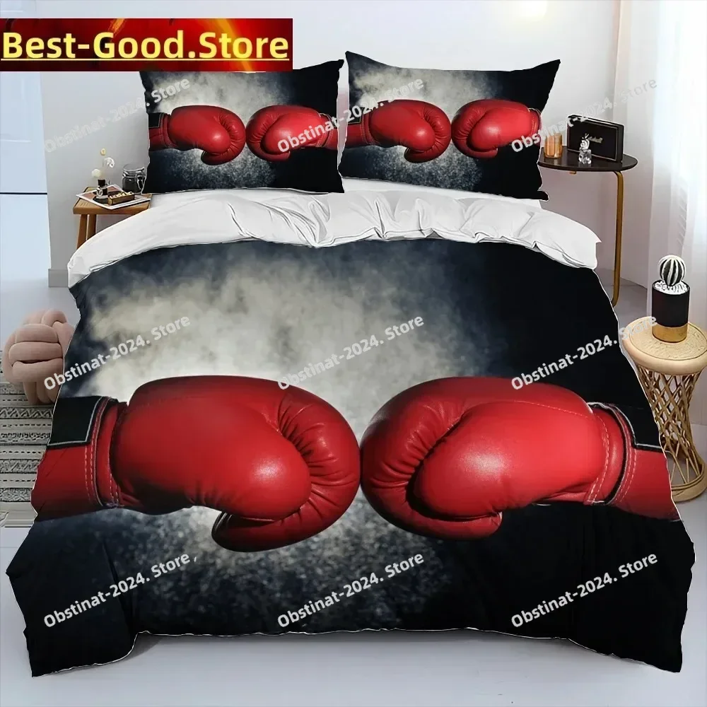 복싱 글러브 복서 파이트 침구 세트 프린트 침구 세트 베개 커버 포함 침대 이불 커버 부드러운 싱글 더블 퀸 슈퍼 킹 사이즈