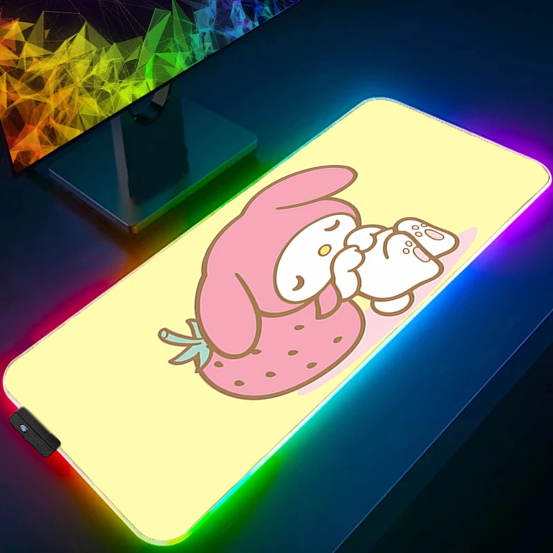 

Коврик для мыши RGB My Melody с подсветкой Gamer XXL, офисная клавиатура для ноутбука, светодиодный настольный коврик для мыши, резиновый коврик для игровой мыши Tapis Souris