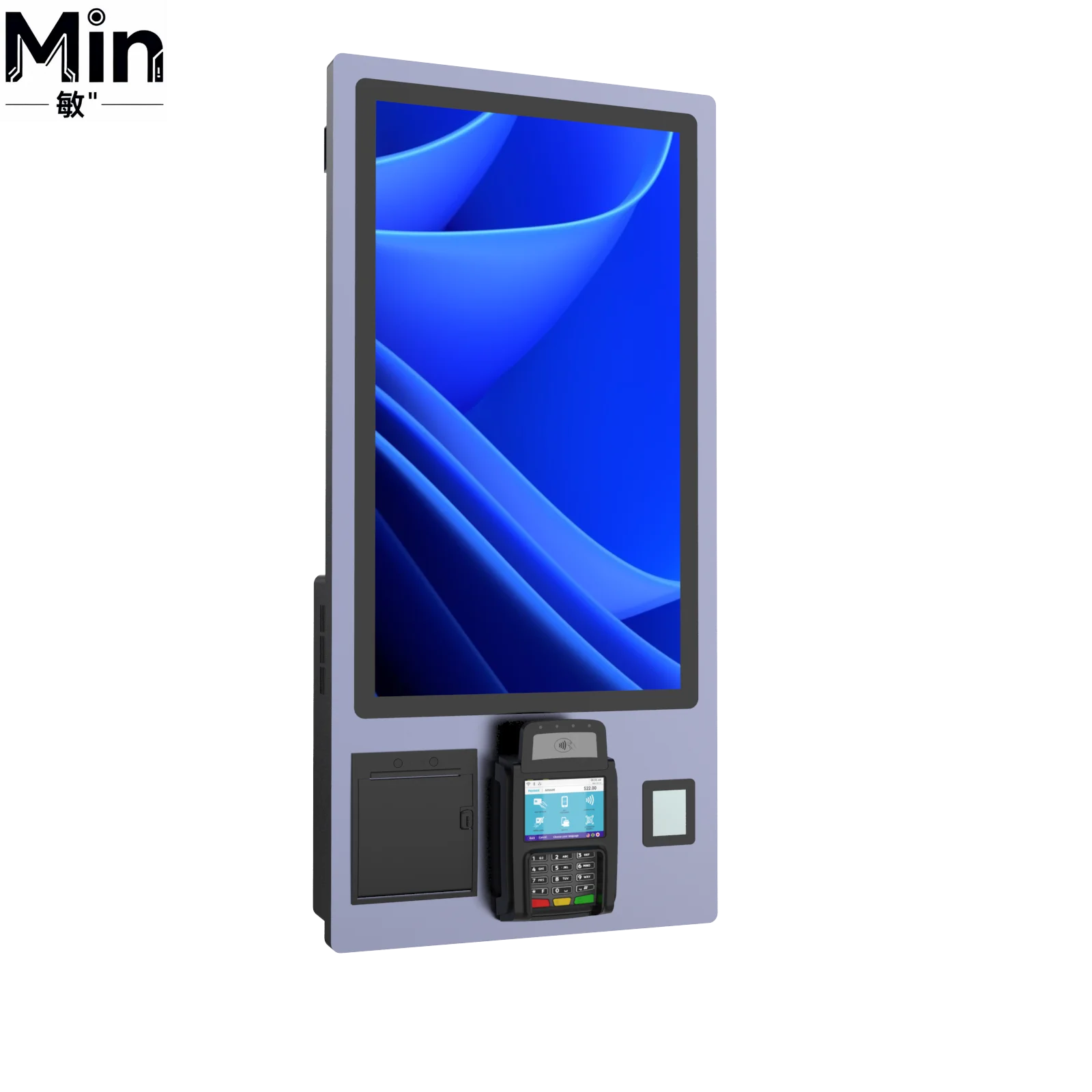 2026 New 23.8 Inch POS Terminal Bracket Floor Stand Wall-Mount Self Service Kiosk for Restaurant Retail