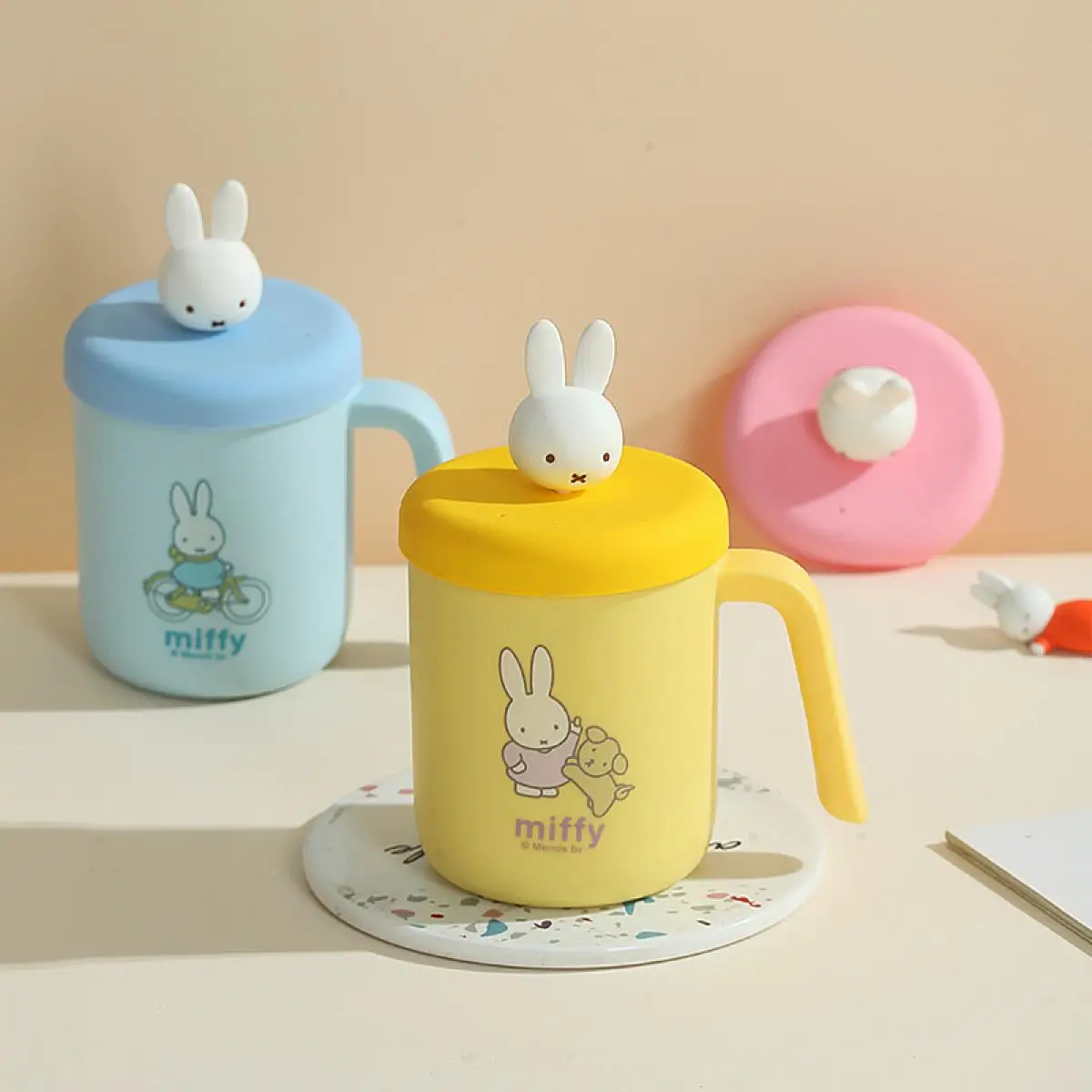 

Cute Cartoon Miffy Rabbit 304 Stainless Steel Mug with Lid for Students Milk Breakfast Cup Office and Home Water Cup