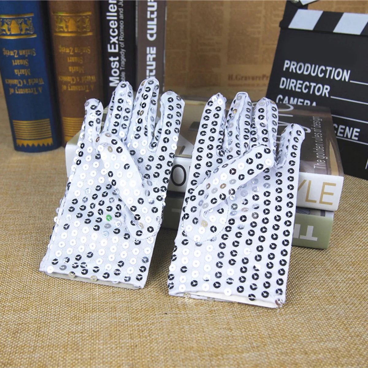 Set di accessori con paillettes da 3 pezzi, cappello in argento, guanto da cravatta per adulti, leggero e portatile, per spettacoli di danza, costumi jazz, novità per feste