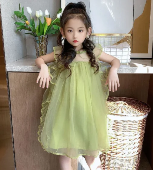 Sweet Backless Puffy Cake Skirt for Girls Summer New Style Vacation Style Beach Skirt Hanging Neck Suspender Dress