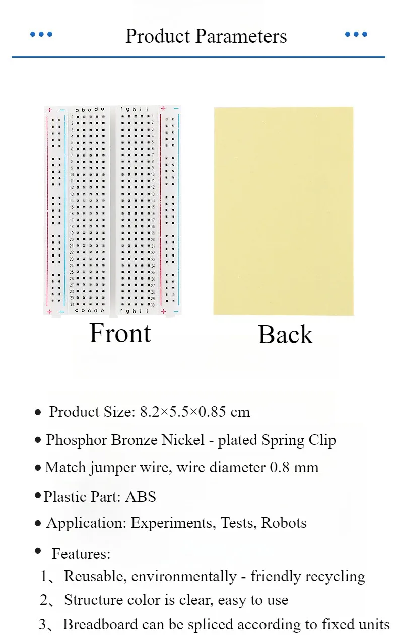 1PCS MB102 400 Tie-Points Solderless Breadboard for Arduino/Raspberry Pi Prototyping Projects