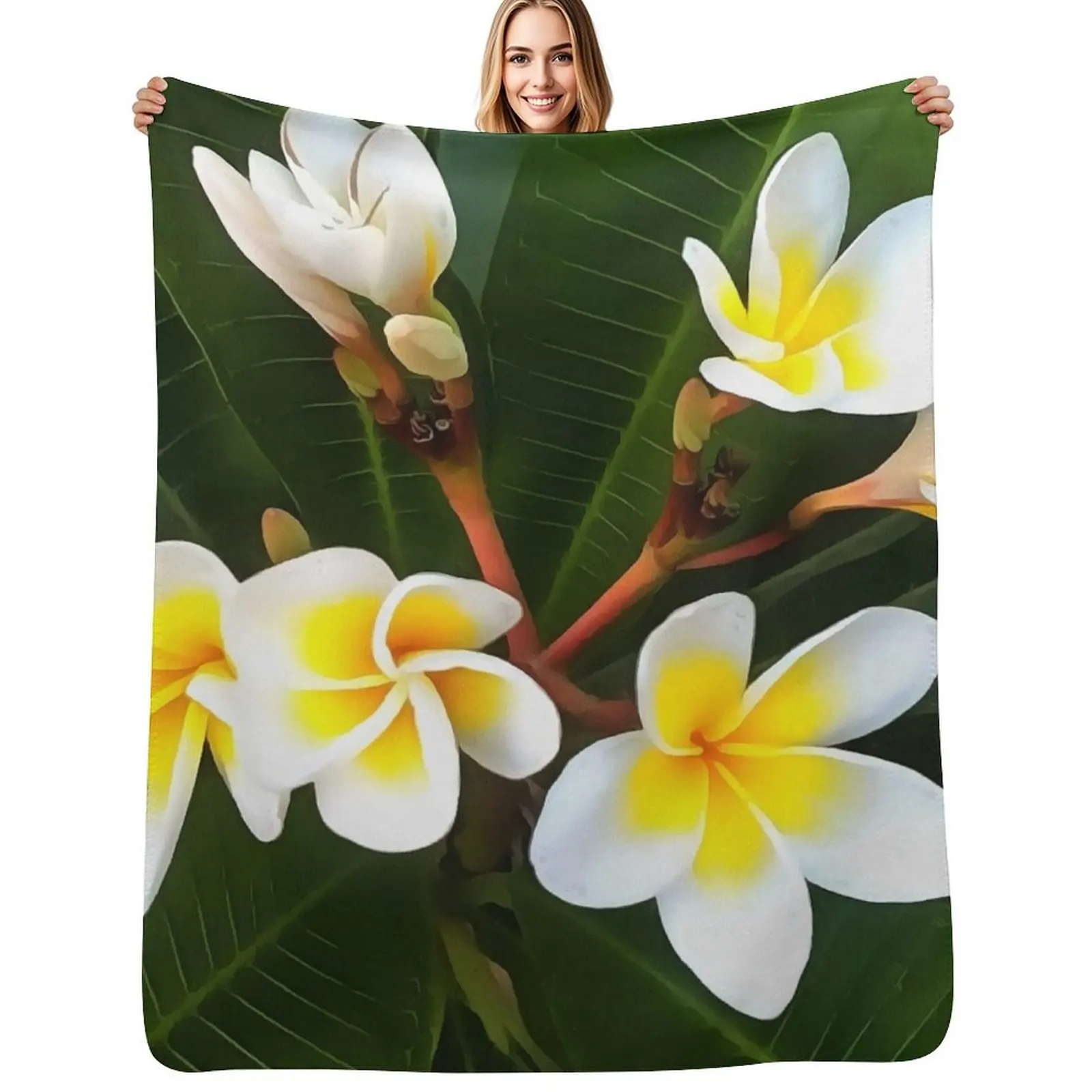 

Frangipani Blossom Cluster Artistic Style Throw Blanket funny gift Comforter valentine gift ideas Summer Blankets
