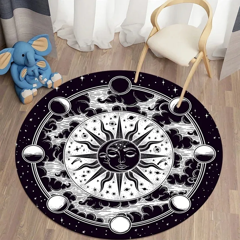 

Alfombra redonda de estilo nórdico para sala de estar, dormitorio, baño, decoración de suelo para niños, alfombra antideslizante
