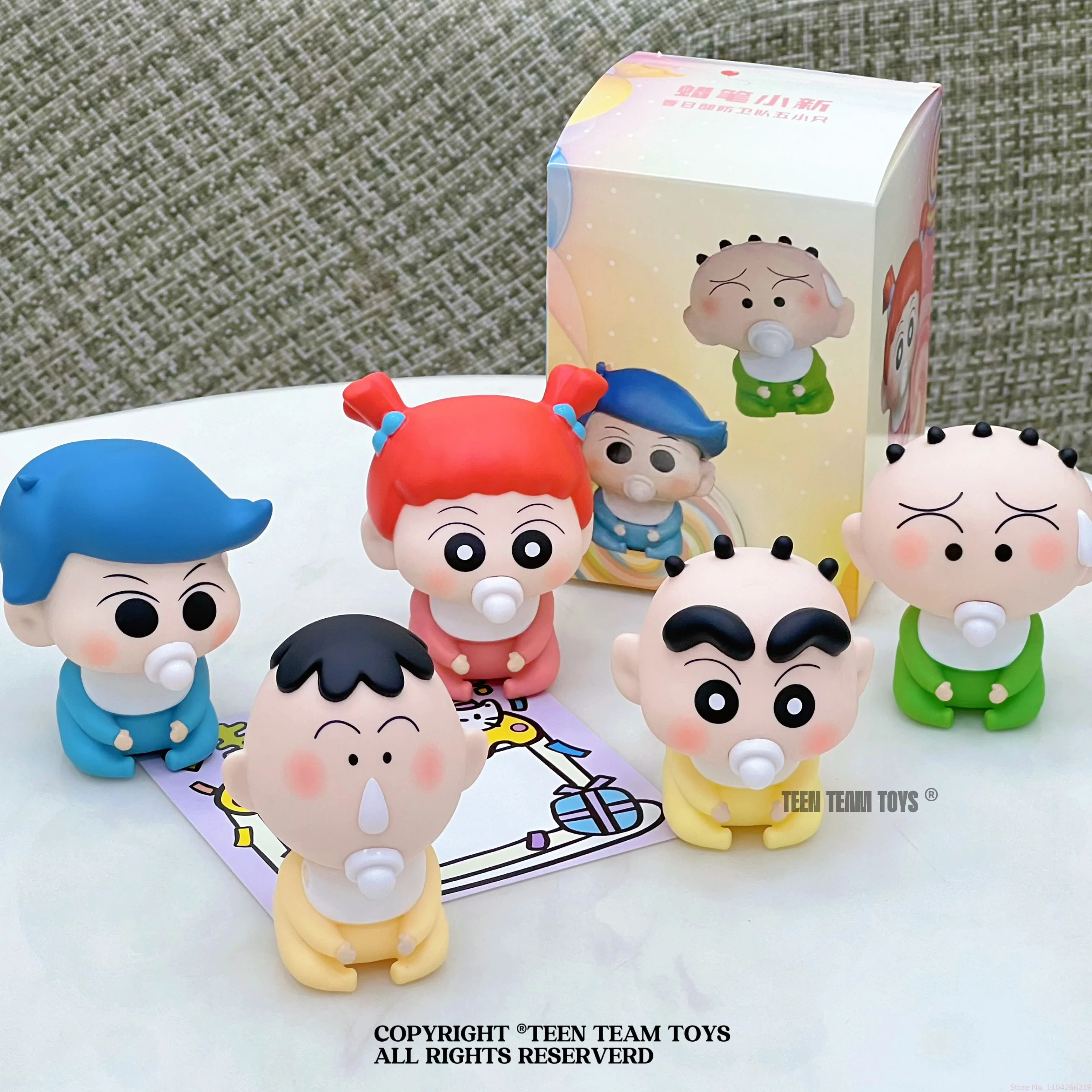 New Crayon Shin-Chan Pacifier Baby Series Spring Defense Team Five Mini Figurines Desktop Decor Toys