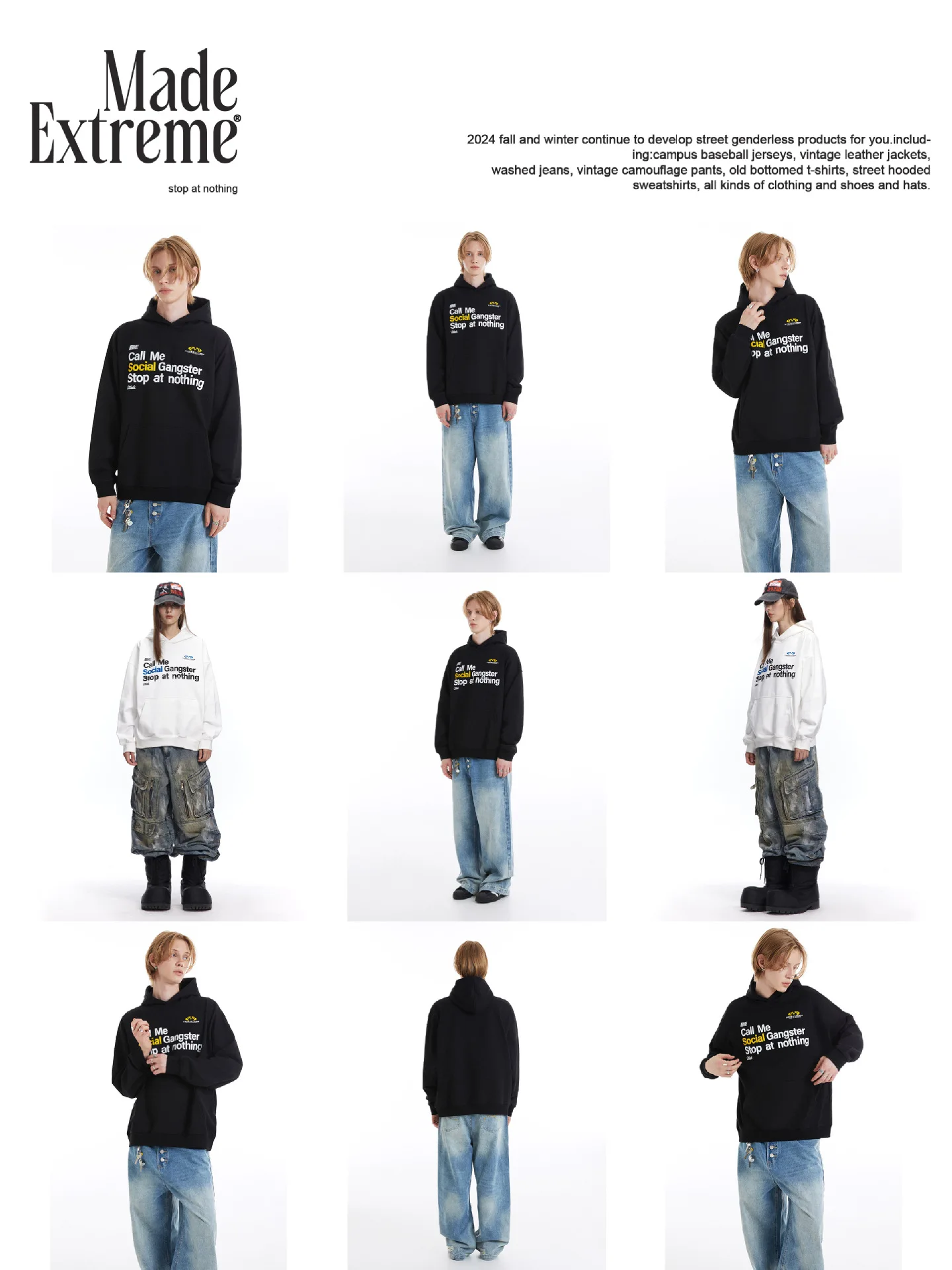 MADE EXTREME 360g Heavy Terry Letter Print Loose Comfortable Hoodies