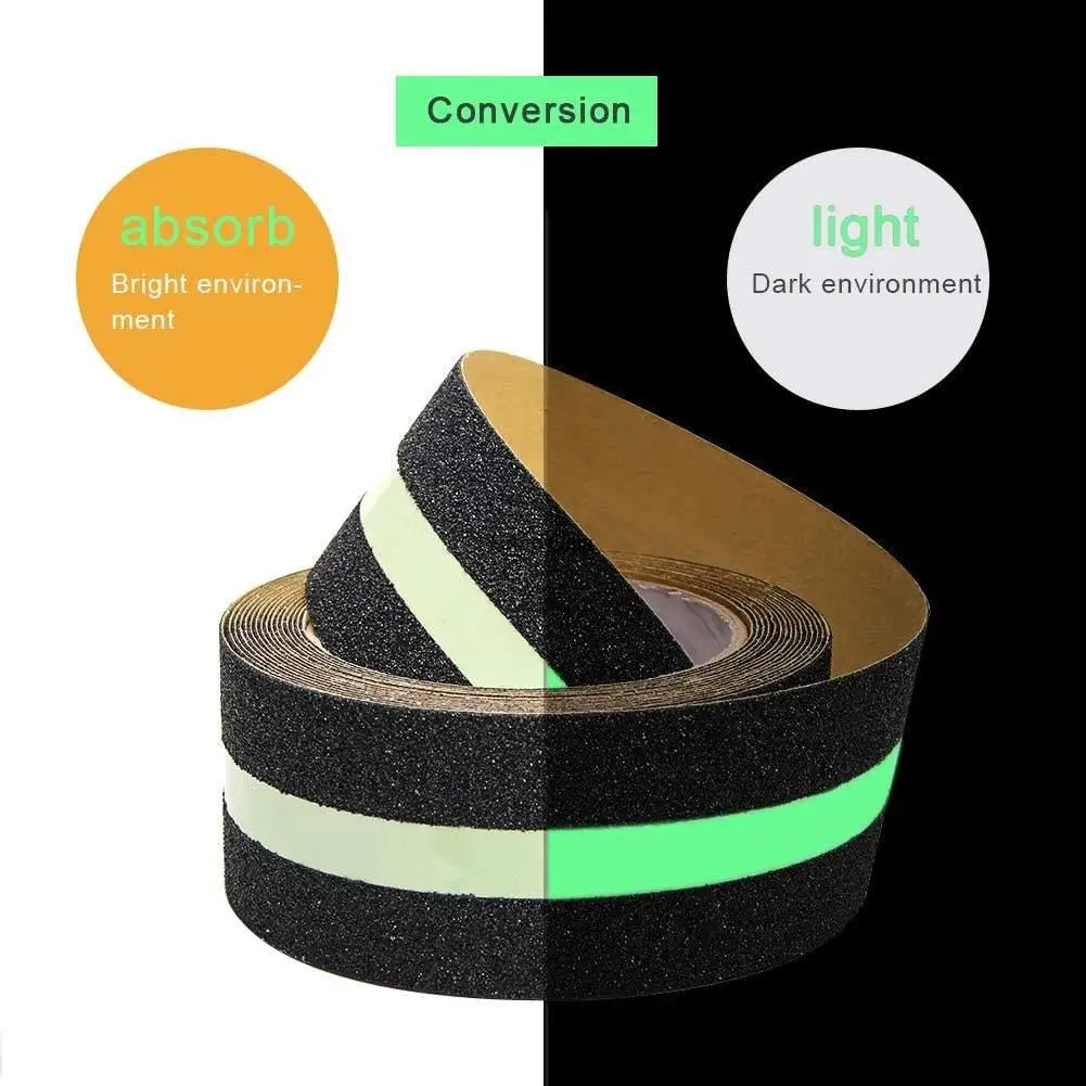 5CM*10M Non Slip PVC Black Photoluminescent Tapes Glow In The Dark Reflective Anti-slip Stair Safety Waterporof Anti-Skid Strips