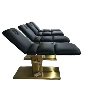 

Saloon Equipments Beauty Salon Furniture 3 Motors Massage Spa Tables Hydraulic Black Electric Facial Bed With Golden Base